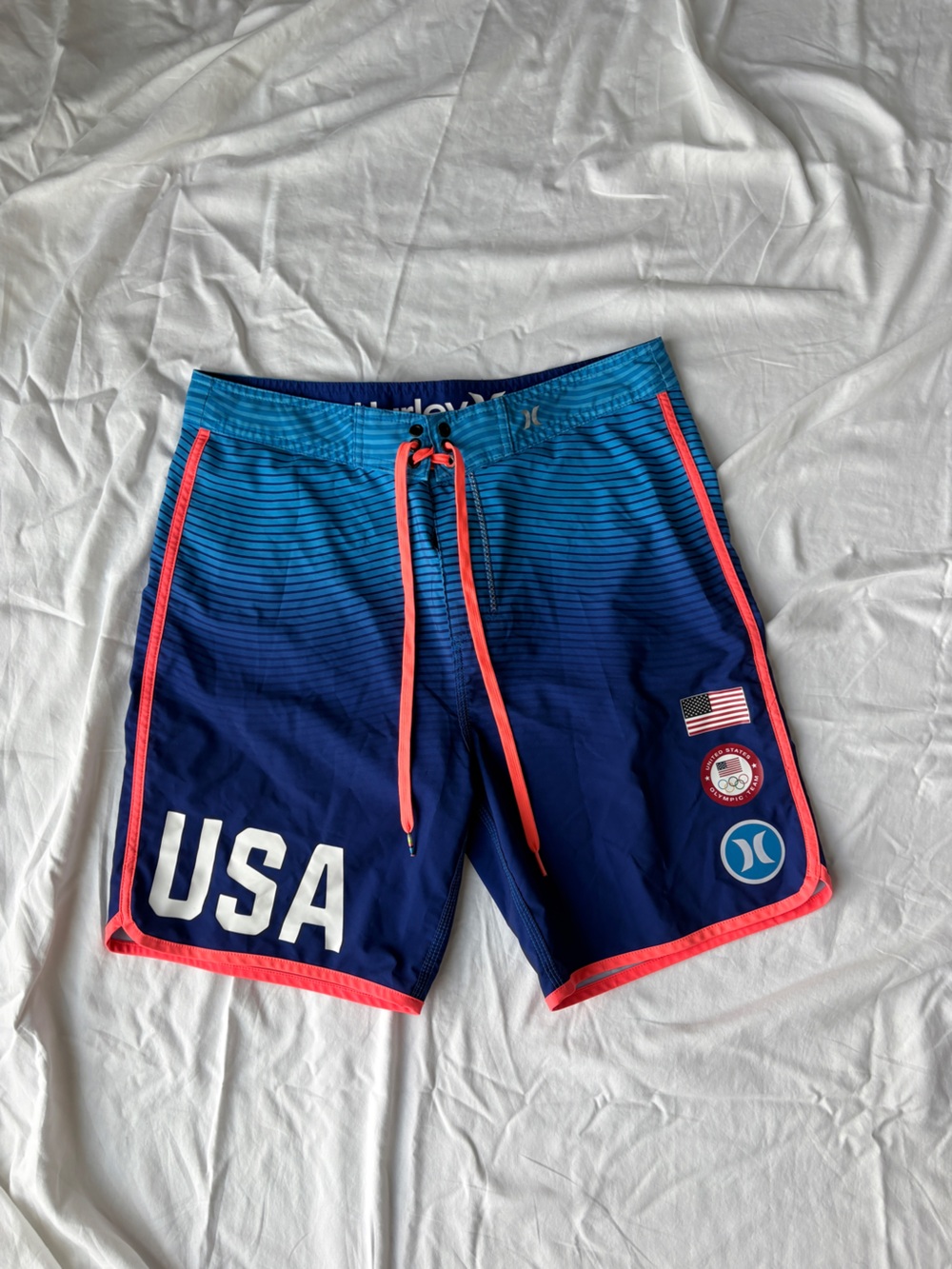 Hurley Navy and Light Blue 2016 Olympics Special Edition Swim/Board Shorts